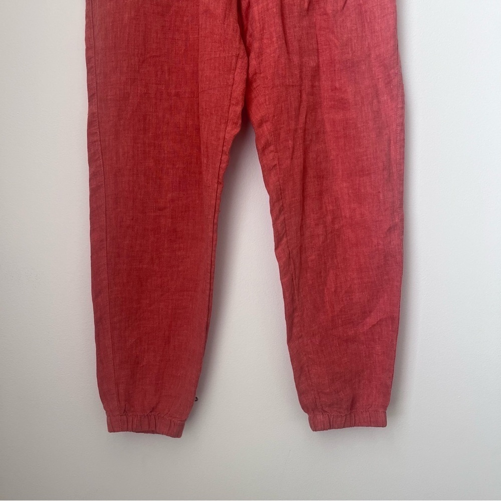 Athleta Retreat 100% linen Jogger Pant size 2 Coral Salmon Color - Picture 2 of 12